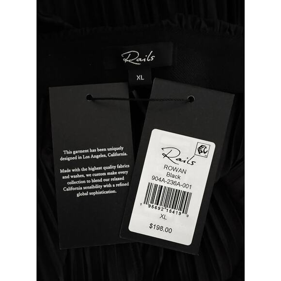 Rails Womens Rowan Pleated Pull On Pants Black Straight Leg Elastic Waist NWT XL - Picture 13 of 16